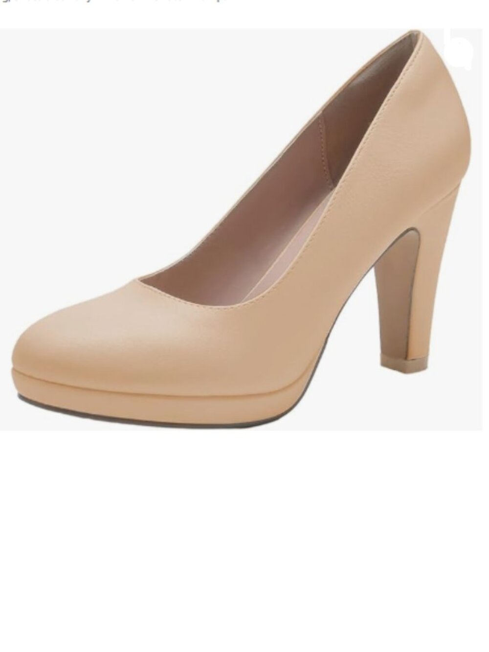 miss left Apricot Low Platform Chunky High Heel Slip On Closed Round Toe Pump